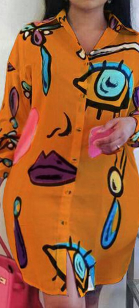 New Plus size Orange Artsy Whimsy dress tunic top